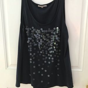 Gap size medium navy w/paillettes design tank